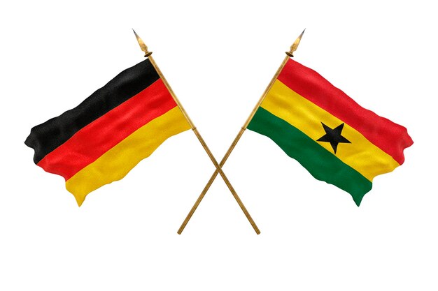 Achtergrond voor ontwerpers Nationale feestdag 3D-model Nationale vlaggen van Duitsland en Ghana