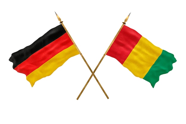 Achtergrond voor ontwerpers Nationale feestdag 3D-model Nationale vlaggen van Duitsland en Guinee