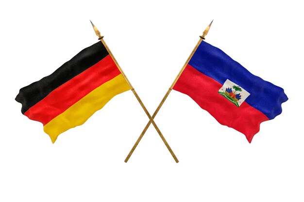 Achtergrond voor ontwerpers Nationale feestdag 3D-model Nationale vlaggen van Duitsland en Haïti