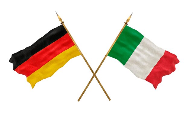 Achtergrond voor ontwerpers Nationale feestdag 3D-model Nationale vlaggen van Duitsland en Italië