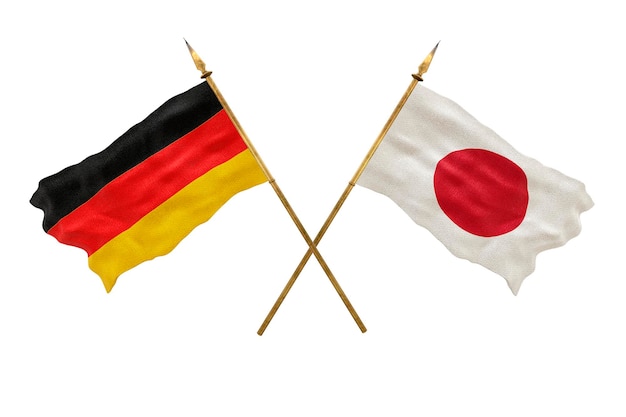 Achtergrond voor ontwerpers Nationale feestdag 3D-model Nationale vlaggen van Duitsland en Japan