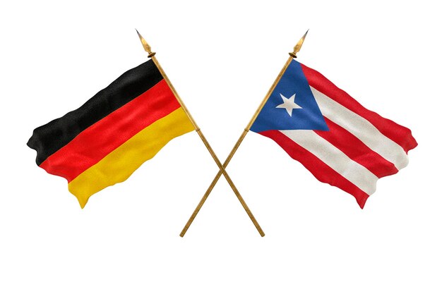 Achtergrond voor ontwerpers Nationale feestdag 3D-model Nationale vlaggen van Duitsland en PuertoRico
