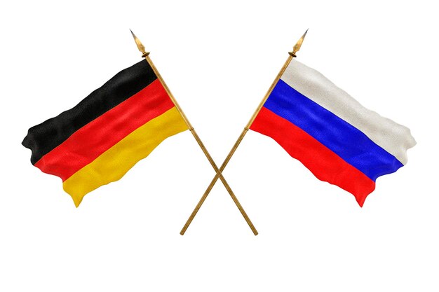 Achtergrond voor ontwerpers Nationale feestdag 3D-model Nationale vlaggen van Duitsland en Rusland