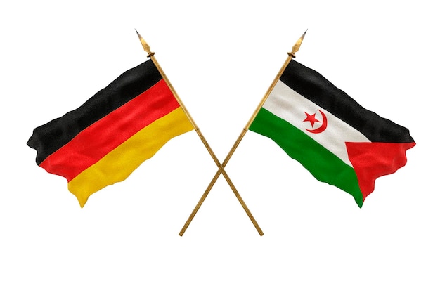 Achtergrond voor ontwerpers Nationale feestdag 3D-model Nationale vlaggen van Duitsland en Sahrawi Arabische Democratische Republiek