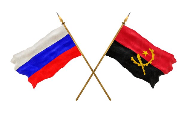 Achtergrond voor ontwerpers Nationale feestdag 3D-model Nationale vlaggen van Rusland en Angola