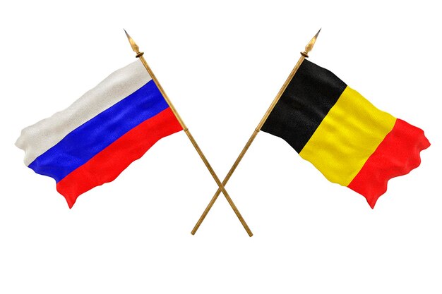 Achtergrond voor ontwerpers Nationale feestdag 3D-model Nationale vlaggen van Rusland en België