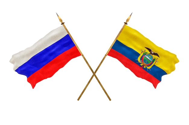 Achtergrond voor ontwerpers Nationale feestdag 3D-model Nationale vlaggen van Rusland en Ecuador