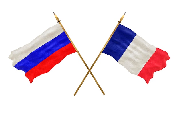 Achtergrond voor ontwerpers Nationale feestdag 3D-model Nationale vlaggen van Rusland en Frankrijk