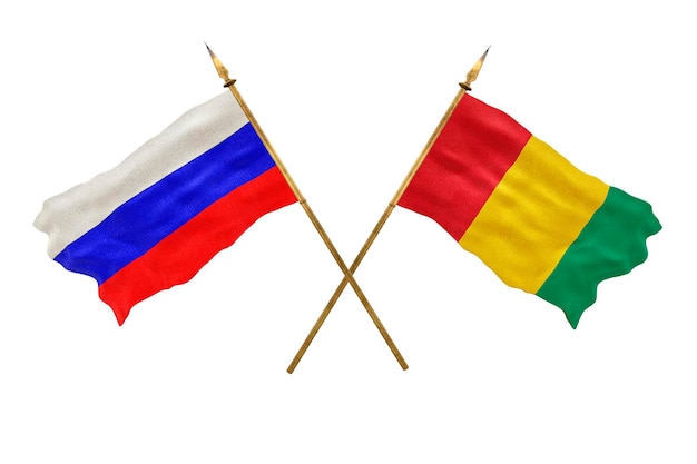 Achtergrond voor ontwerpers Nationale feestdag 3D-model Nationale vlaggen van Rusland en Guinee