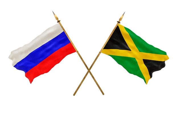 Achtergrond voor ontwerpers Nationale feestdag 3D-model Nationale vlaggen van Rusland en Jamaica