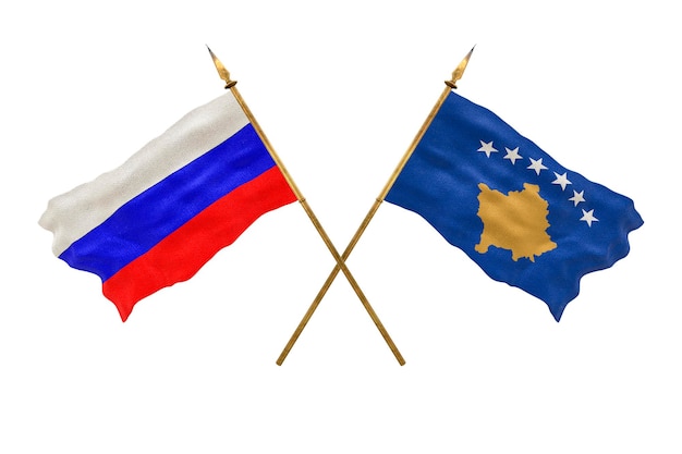 Achtergrond voor ontwerpers Nationale feestdag 3D-model Nationale vlaggen van Rusland en Kosovo