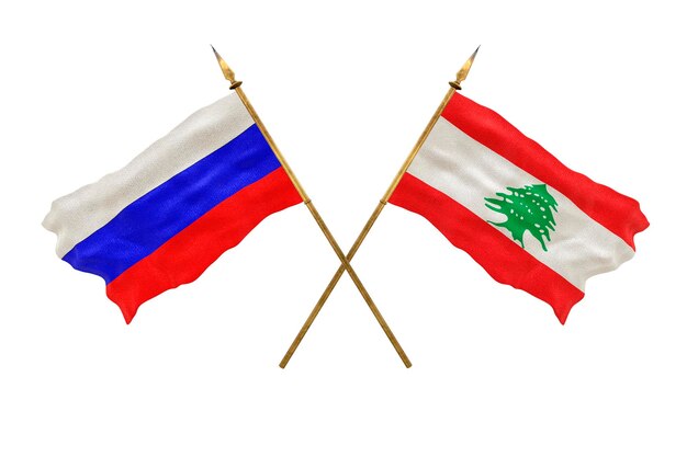 Achtergrond voor ontwerpers Nationale feestdag 3D-model Nationale vlaggen van Rusland en Libanon