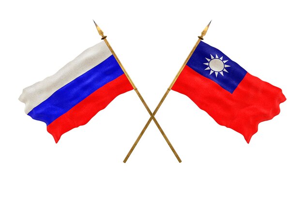 Achtergrond voor ontwerpers Nationale feestdag 3D-model Nationale vlaggen van Rusland en Taiwan