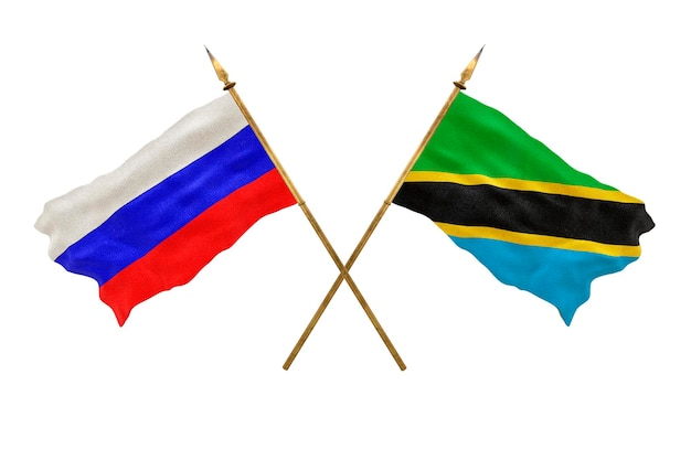Achtergrond voor ontwerpers Nationale feestdag 3D-model Nationale vlaggen van Rusland en Tanzania