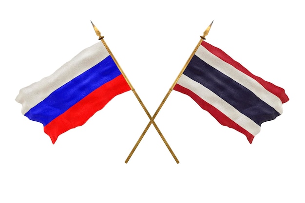 Achtergrond voor ontwerpers Nationale feestdag 3D-model Nationale vlaggen van Rusland en Thailand
