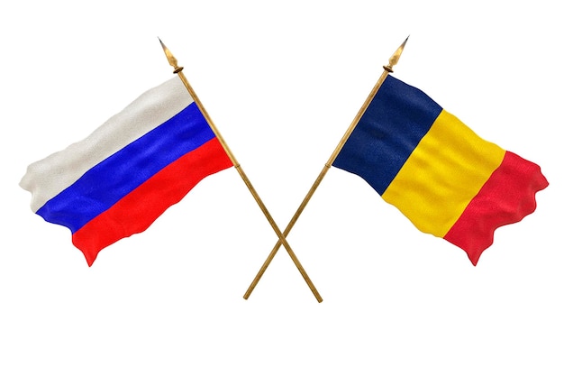Achtergrond voor ontwerpers Nationale feestdag 3D-model Nationale vlaggen van Rusland en Tsjaad