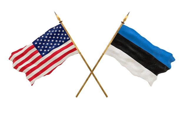 Achtergrond voor ontwerpers Nationale feestdag Nationale vlaggen van de Verenigde Staten van Amerika, de VS en Estland