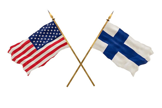 Achtergrond voor ontwerpers Nationale feestdag Nationale vlaggen van de Verenigde Staten van Amerika, de VS en Finland