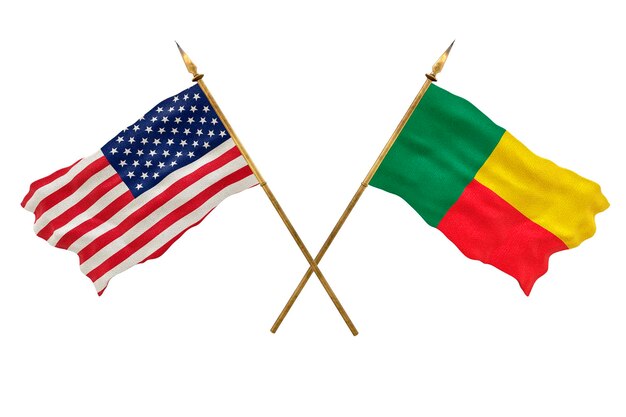 Achtergrond voor ontwerpers Nationale feestdag Nationale vlaggen van de Verenigde Staten van Amerika VS en Benin