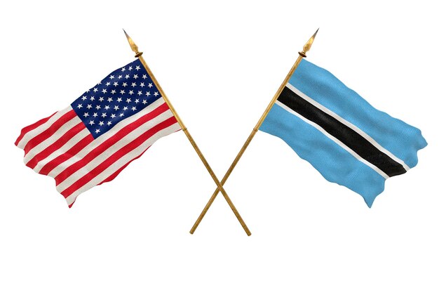 Achtergrond voor ontwerpers Nationale feestdag Nationale vlaggen van de Verenigde Staten van Amerika VS en Botswana