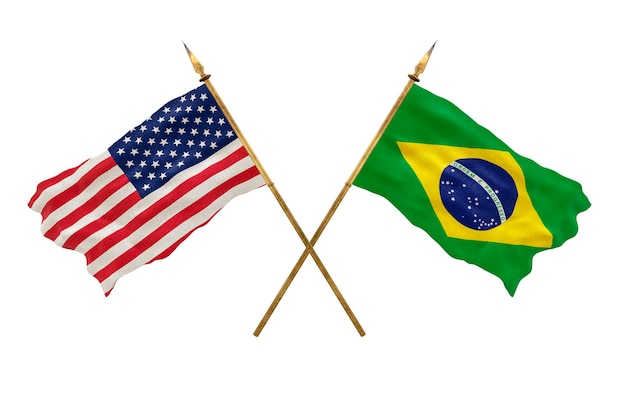 Achtergrond voor ontwerpers Nationale feestdag Nationale vlaggen van de Verenigde Staten van Amerika VS en Brazilië