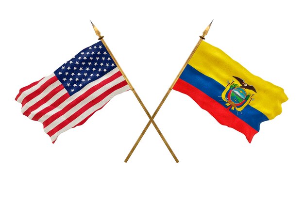 Achtergrond voor ontwerpers Nationale feestdag Nationale vlaggen van de Verenigde Staten van Amerika VS en Ecuador