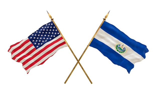 Achtergrond voor ontwerpers Nationale feestdag Nationale vlaggen van de Verenigde Staten van Amerika VS en El Salvador