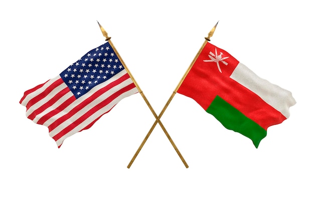 Achtergrond voor ontwerpers Nationale feestdag Nationale vlaggen van de Verenigde Staten van Amerika VS en Oman