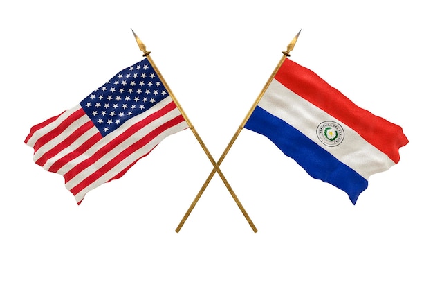 Achtergrond voor ontwerpers Nationale feestdag Nationale vlaggen van de Verenigde Staten van Amerika VS en Paraguay