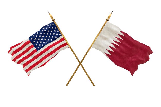 Achtergrond voor ontwerpers Nationale feestdag Nationale vlaggen van de Verenigde Staten van Amerika VS en Qatar