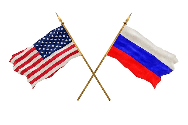 Achtergrond voor ontwerpers Nationale feestdag Nationale vlaggen van de Verenigde Staten van Amerika VS en Rusland