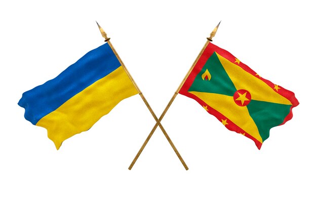Achtergrond voor ontwerpers Nationale feestdag Nationale vlaggen van Oekraïne en Grenada