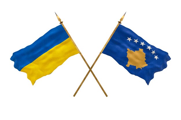 Achtergrond voor ontwerpers Nationale feestdag Nationale vlaggen van Oekraïne en Kosovo