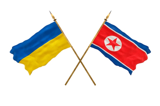 Achtergrond voor ontwerpers Nationale feestdag Nationale vlaggen van Oekraïne en Noord-Korea