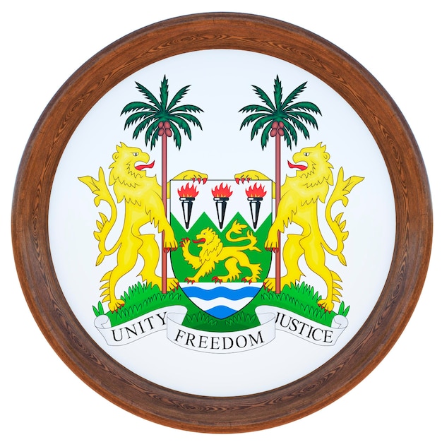 Achtergrond voor redacteuren en ontwerpers Nationale feestdag 3D illustratie Nationaal wapen Sierra Leone