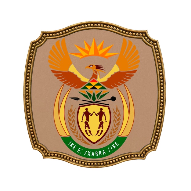 Foto achtergrond voor redacteuren en ontwerpers nationale feestdag 3d illustratie pictogram wapenschild van zuid-afrika
