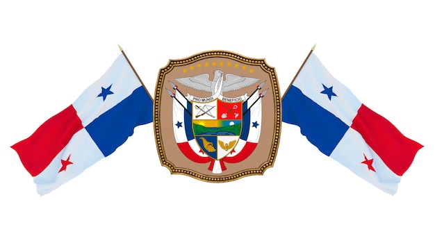 Achtergrond voor redacteuren en ontwerpers Nationale feestdag 3D illustratie Vlag en het wapen van Panama