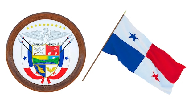 Achtergrond voor redacteuren en ontwerpers Nationale feestdag 3D illustratie Vlag en het wapen van Panama