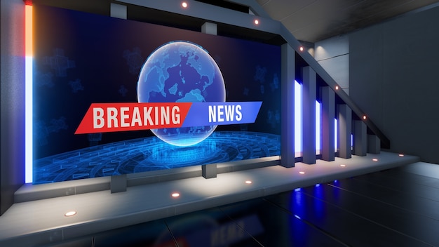 Achtergrond voor tv-shows TV op Wall3D Virtual News Studio Achtergrond 3D-rendering