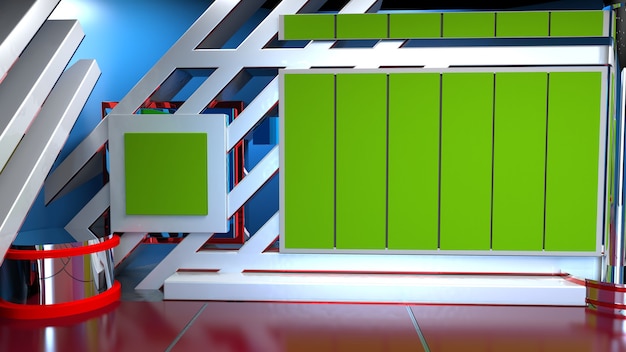 Achtergrond voor tv-shows TV op Wall3D Virtual News Studio Achtergrond 3D-rendering