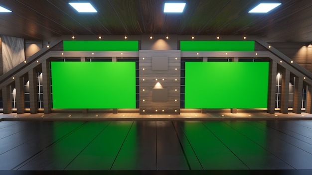 Achtergrond voor tv-shows TV op Wall3D Virtual News Studio Achtergrond 3D-rendering
