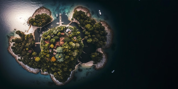 achtergrondaanzicht van het eiland gefotografeerd met een drone