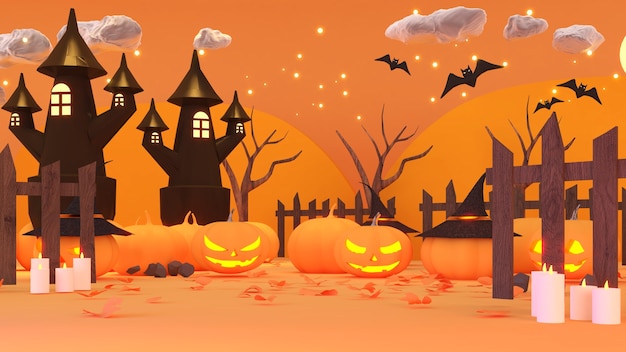 Achtergrondafbeelding Halloween-festival, Halloween-vakantie en pompoenduivels, 3D-rendering