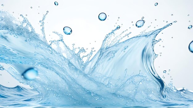Achtergrondbeeld van bewegend water in golven bubbels op witte achtergrond generatieve ai