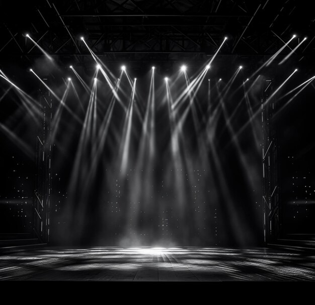 achtergrondbeeld van een donker podium met lichten voor compositie