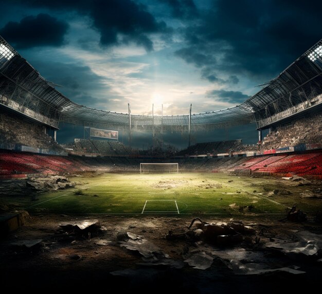 Foto achtergrondbeeld van een groot voetbalveld