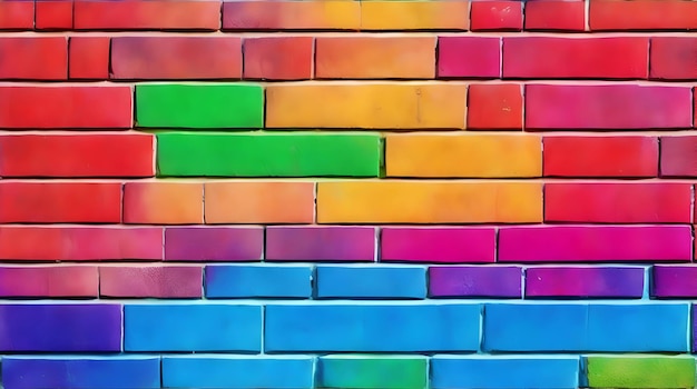 Foto achtergrondbeeld van een kleurrijke bakstenen muur gegenereerd door ai