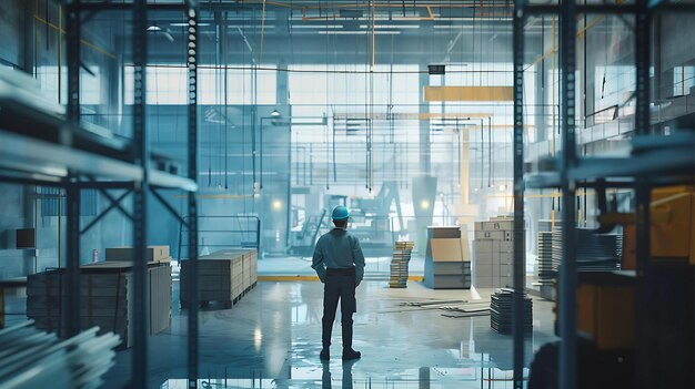 Foto achtergrondbeeld van ingenieur op de bouwplaats en blauwdruk gemengde media