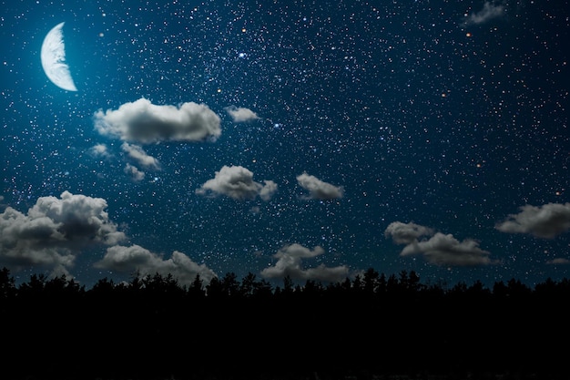 achtergronden nachtelijke hemel met sterren en wolken