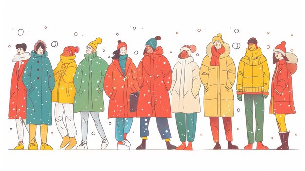 Achtergrondillustratie met mensenkarakter voor het winterseizoen